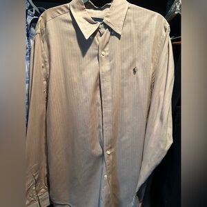 Ralph Lauren Tan Dress Shirt Classic Professional Style Size Large